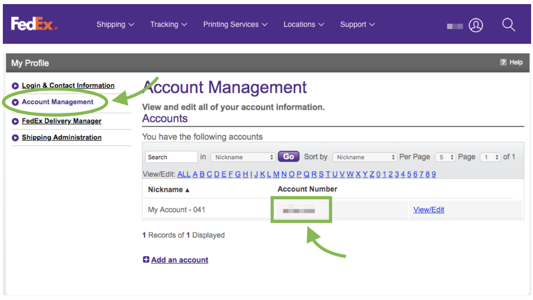 how to look up fedex account number